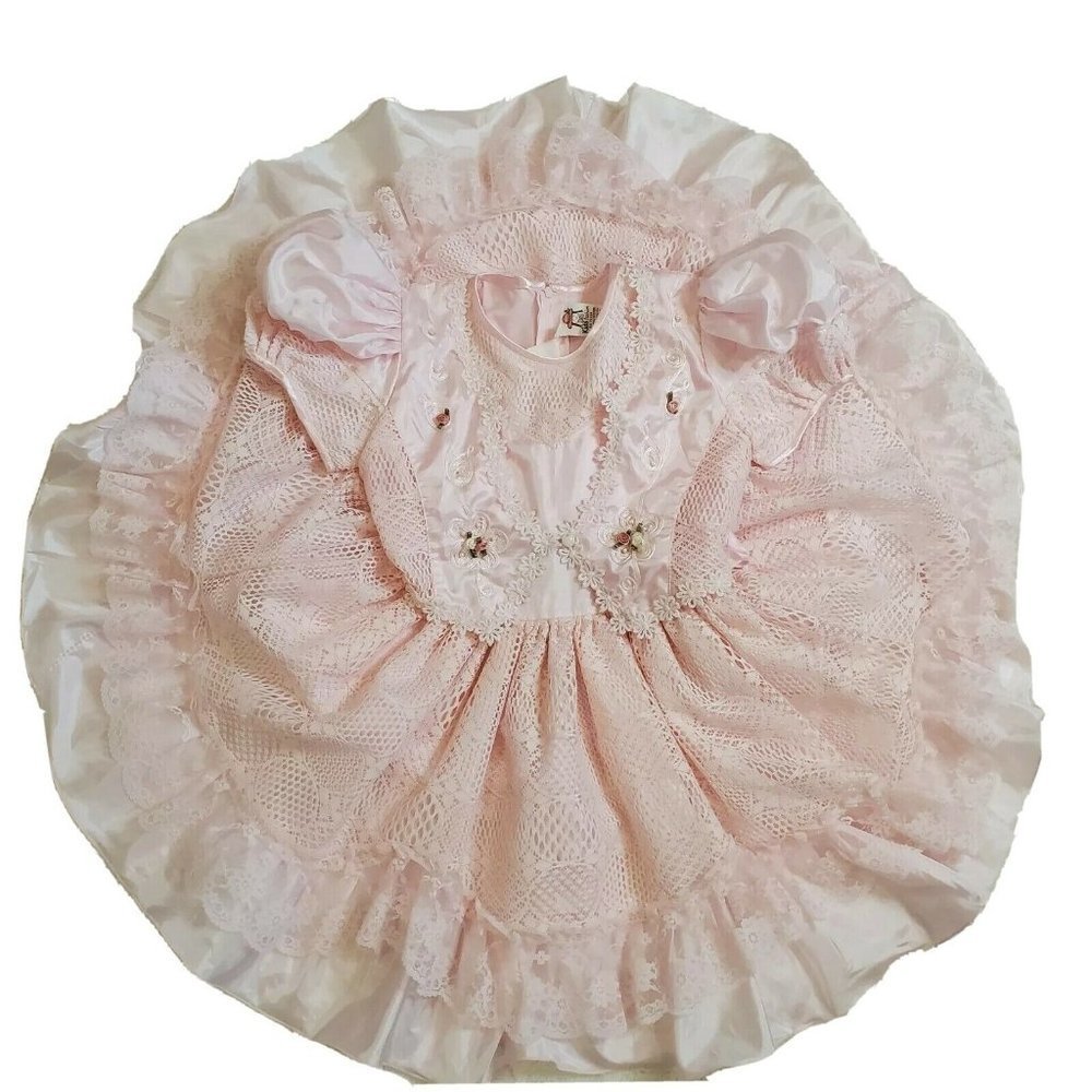Girls Circle Pageant Party Dress Light Pink Lace